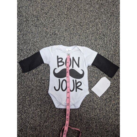 "Bon Jour" Newborn Moustache Baby 2 piece outfit Set Boy's - Picture 4 of 6